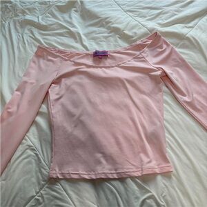 Edikted Light Pink Off-Shoulder Long Sleeve Top